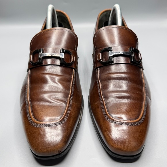 Salvatore Ferragamo Loafers Mens 8.5 D Brown Leather Gancini Bit Shoes 61269 - Picture 2 of 14